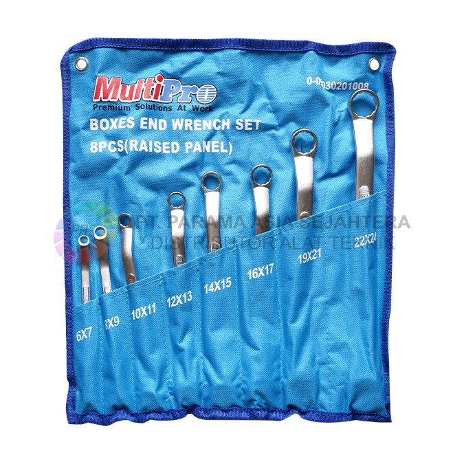 8PCS 45 OFFSET DOUBLE RING WRENCH SET MM (RAISED PANEL) MULTIPRO 