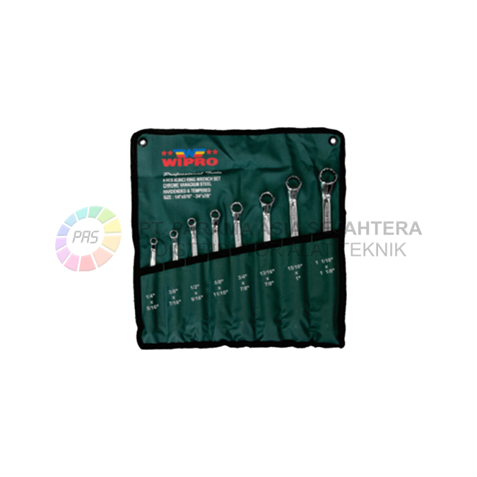 KUNCI RING SET  8PCS INCH (1/4X5/16" - 1-1/16X1-1/8") WIPRO 