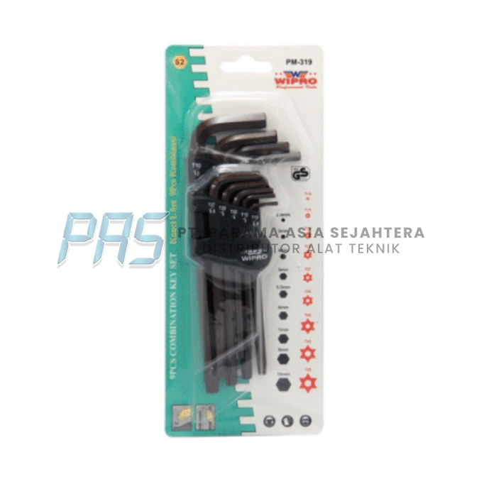 KUNCI L SET  9PCS PM 319 KOMBINASI (LONG) WIPRO