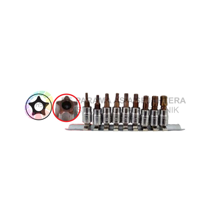 STAR BIT SOCKET SET (5PT) 1/4" 9 PCS (TS10-TS50) LUBANG WIPRO