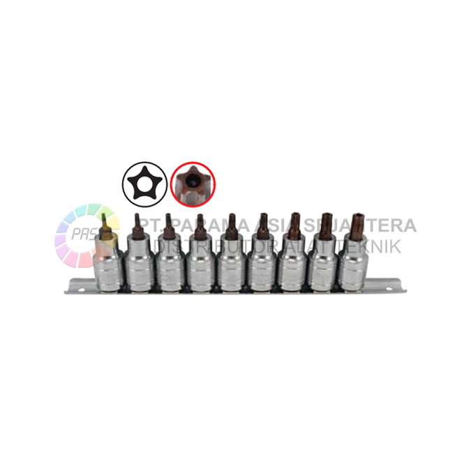 STAR BIT SOCKET SET (5PT) 1/2" 9 PCS (TS10-TS50) LUBANG WIPRO