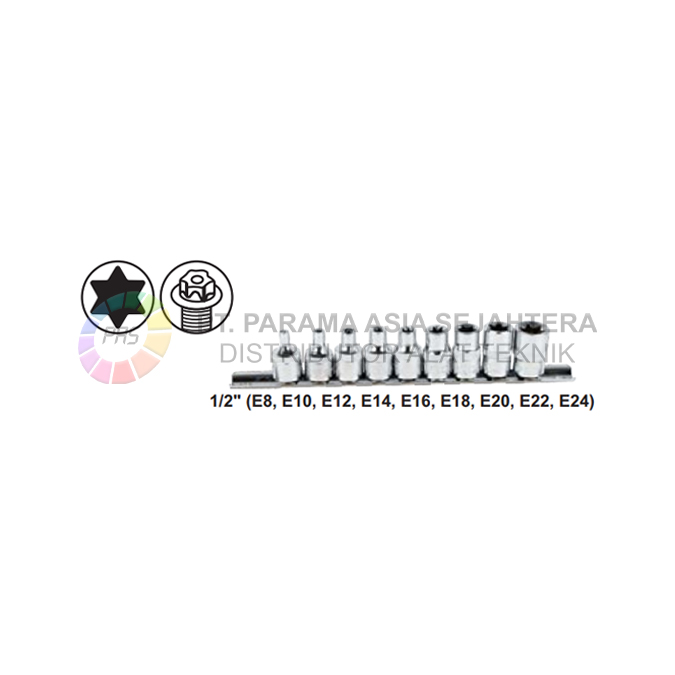 STAR BIT SOCKET SET MOD.E 3/8" 9 PCS(E4-E16) WIPRO