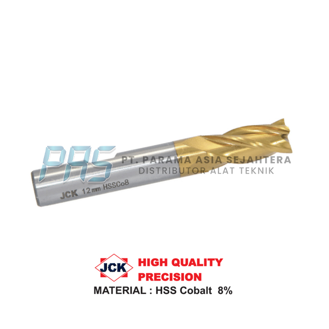 END MILL 4 FLUTE TIN HSS CO-8  2.0MM JCK