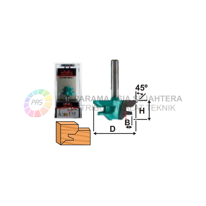 ROUTER LOCK MITER BIT (45) 080-2801 (1/4" X D 1-1/2") WIPRO