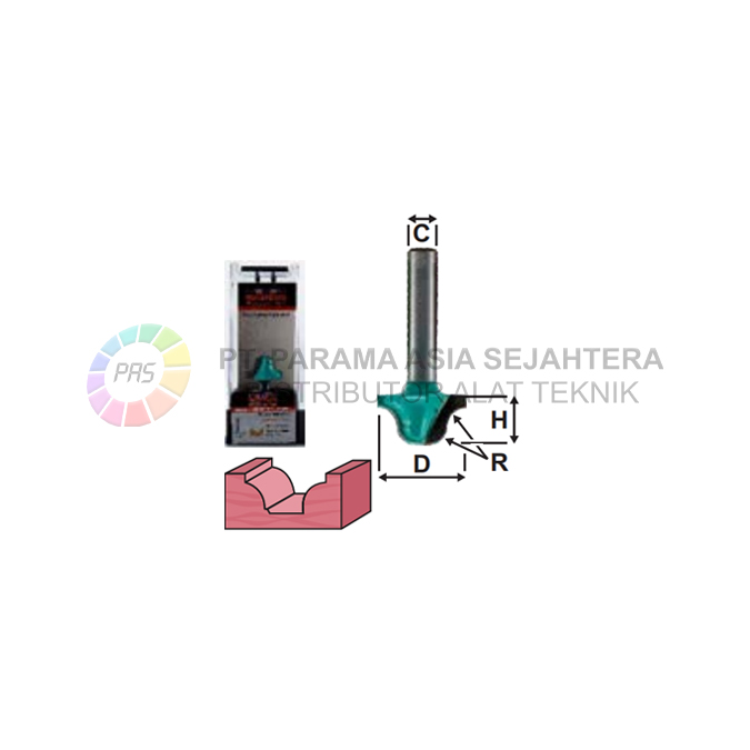 ROUTER ROMAN OGEE BIT W/O BEARING 308-012A (1/4" X R 5/32") WIPRO