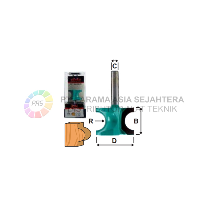 ROUTER HALF ROUND BIT 330-011 (1/4" X B 1/4") WIPRO